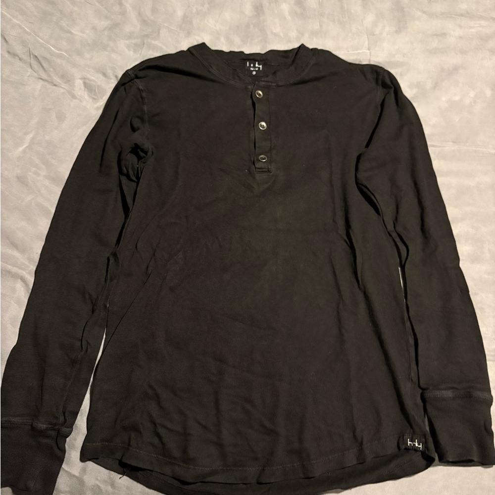 HNLY Men's Black Long Sleeve Henley Shirt size Small
